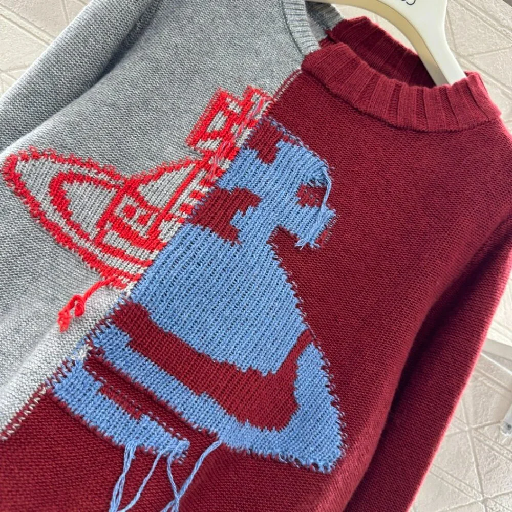 Vivienne Westwood 2025 New Arrival Saturn Patchwork Knit Sweater - Picture 3 of 8